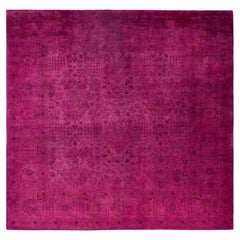 Overdyed Hand-Knotted Wool Modern-Contemporary Purple Area Rug 7' 10" x 8' 4"