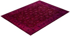 Overdyed Laine nouée à la main Tapis de zone moderne-contemporain pourpre 8' 0" x 10' 0"