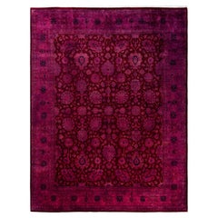 Overdyed Laine nouée à la main Tapis de zone moderne-contemporain pourpre 8' 0" x 10' 0"