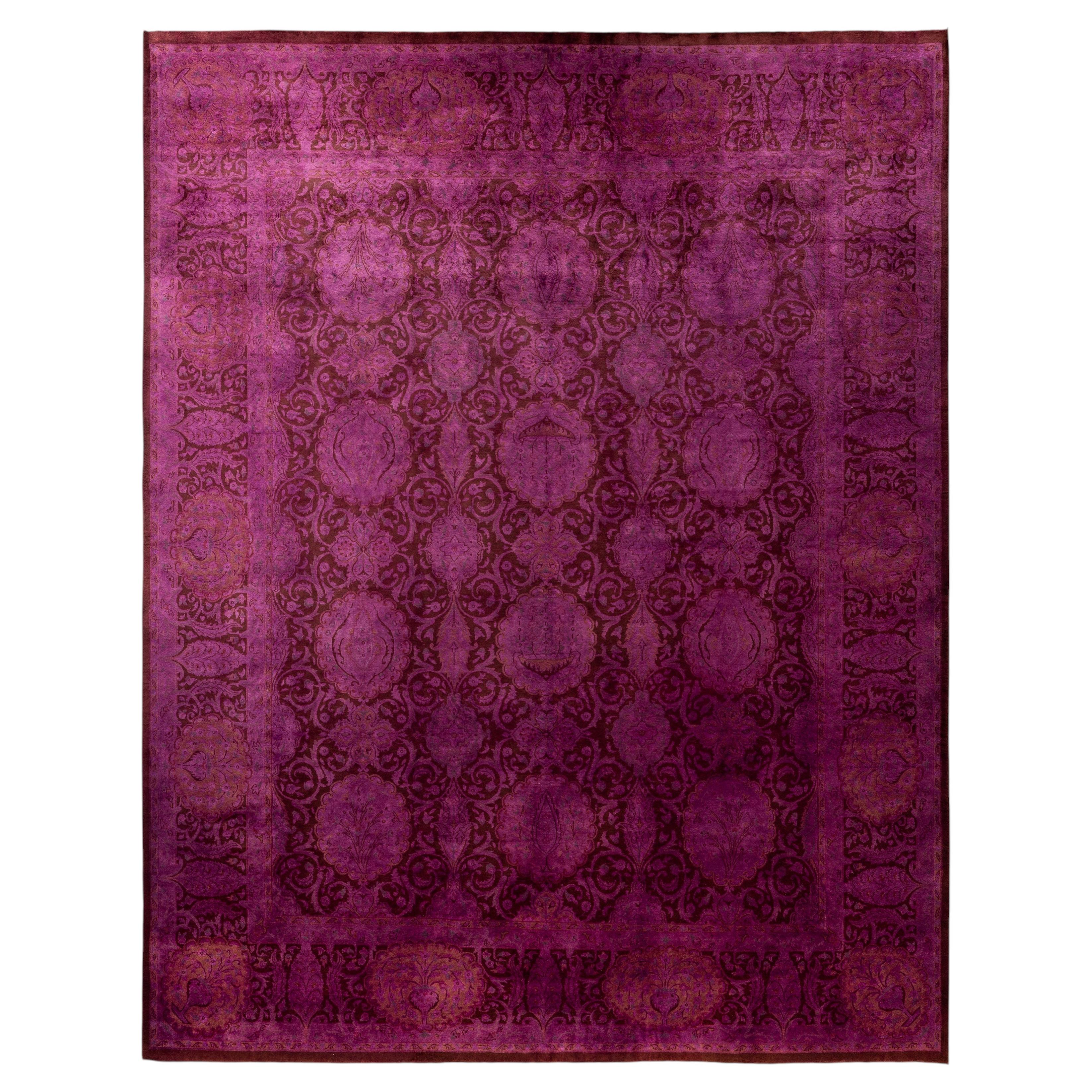 Overdyed Hand-Knotted Wool Modern-Contemporary Purple Area Rug 8' 0" x 10' 2"