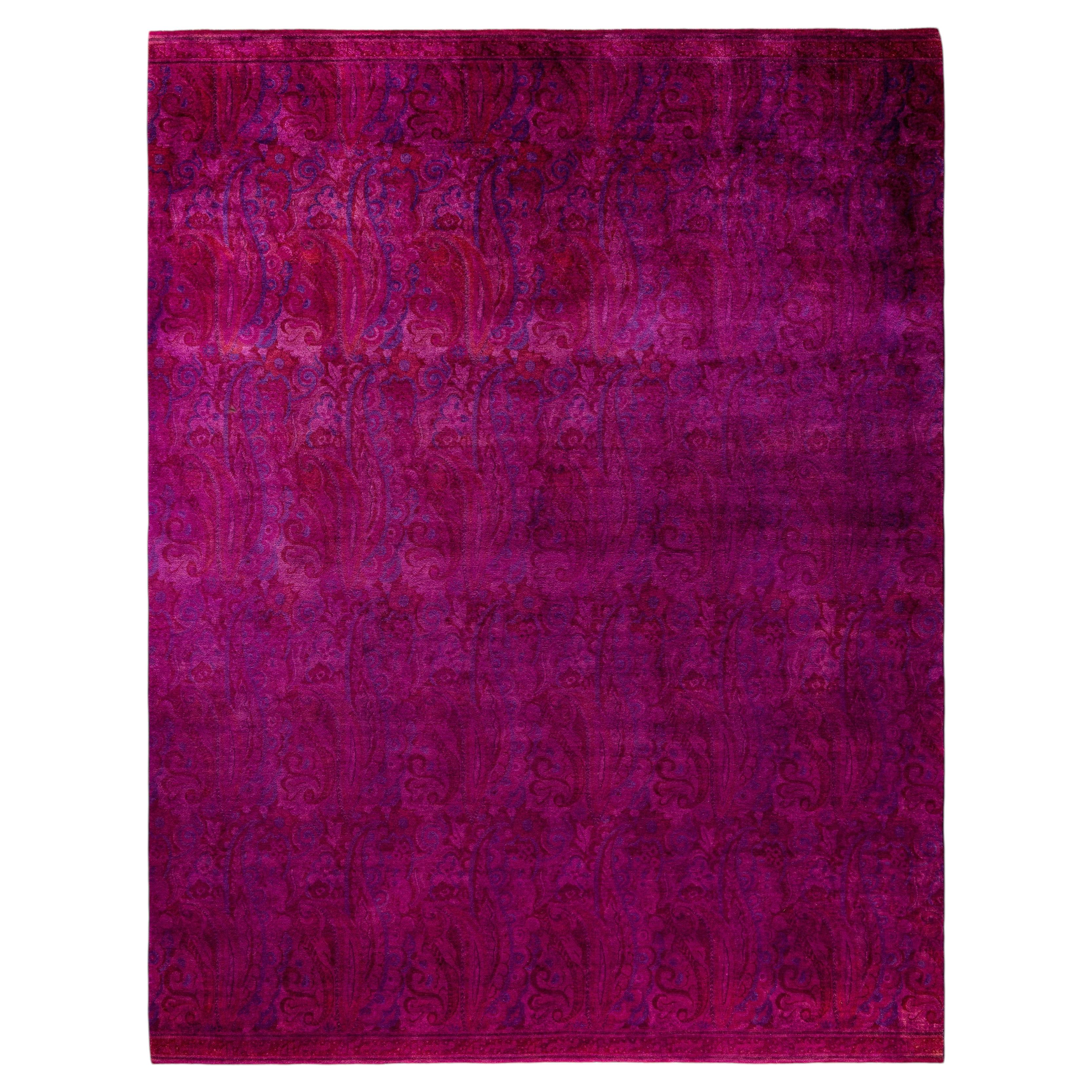 Overdyed Hand-Knotted Wool Modern-Contemporary Purple Area Rug 8' 0" x 10' 2"