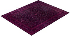 Overdyed Laine nouée à la main Tapis de zone moderne-contemporain violet 8' 0" x 9' 9"