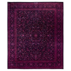 Overdyed Laine nouée à la main Tapis de zone moderne-contemporain violet 8' 0" x 9' 9"