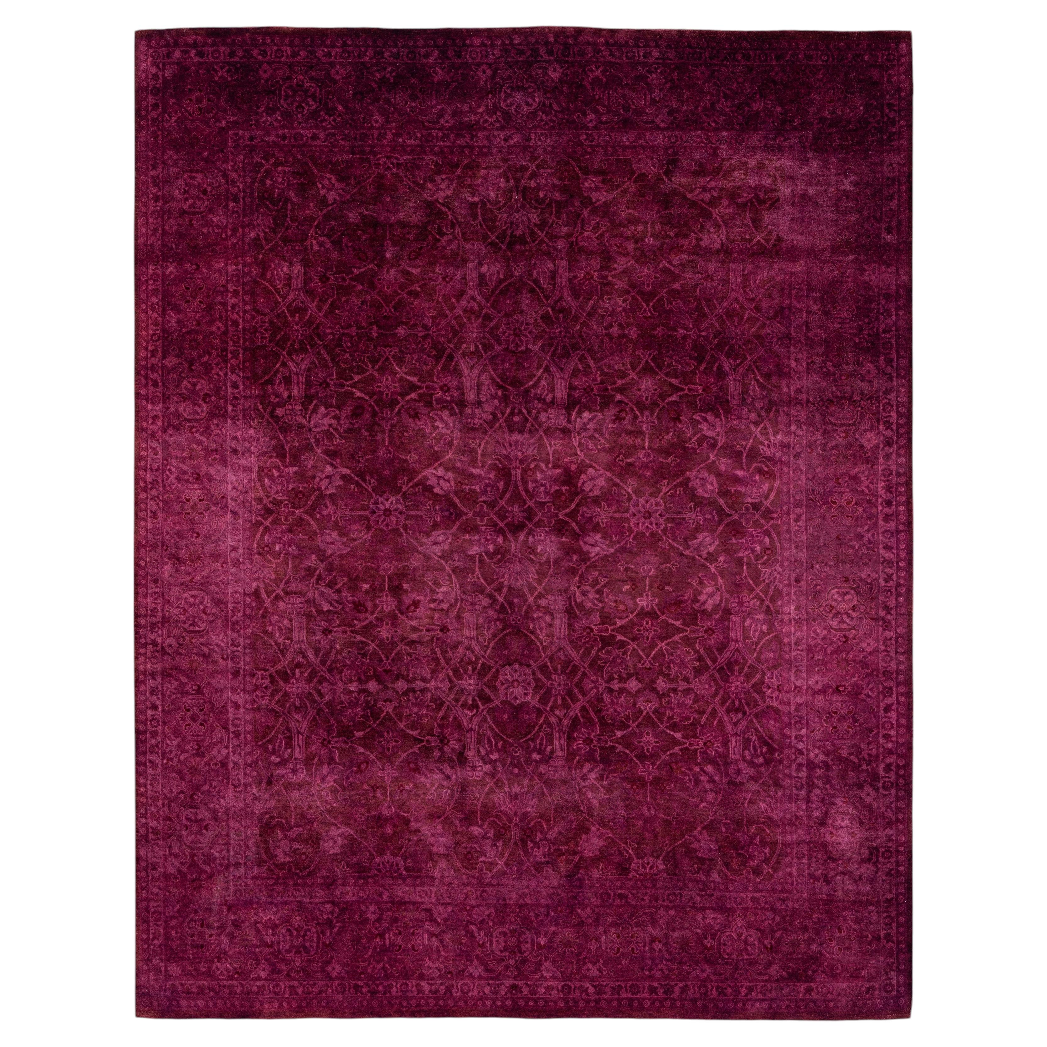 Overdyed Hand-Knotted Wool Modern-Contemporary Purple Area Rug 8' 1" x 10' 2"