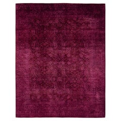 Overdyed Hand-Knotted Wool Modern-Contemporary Purple Area Rug 8' 1" x 10' 2"