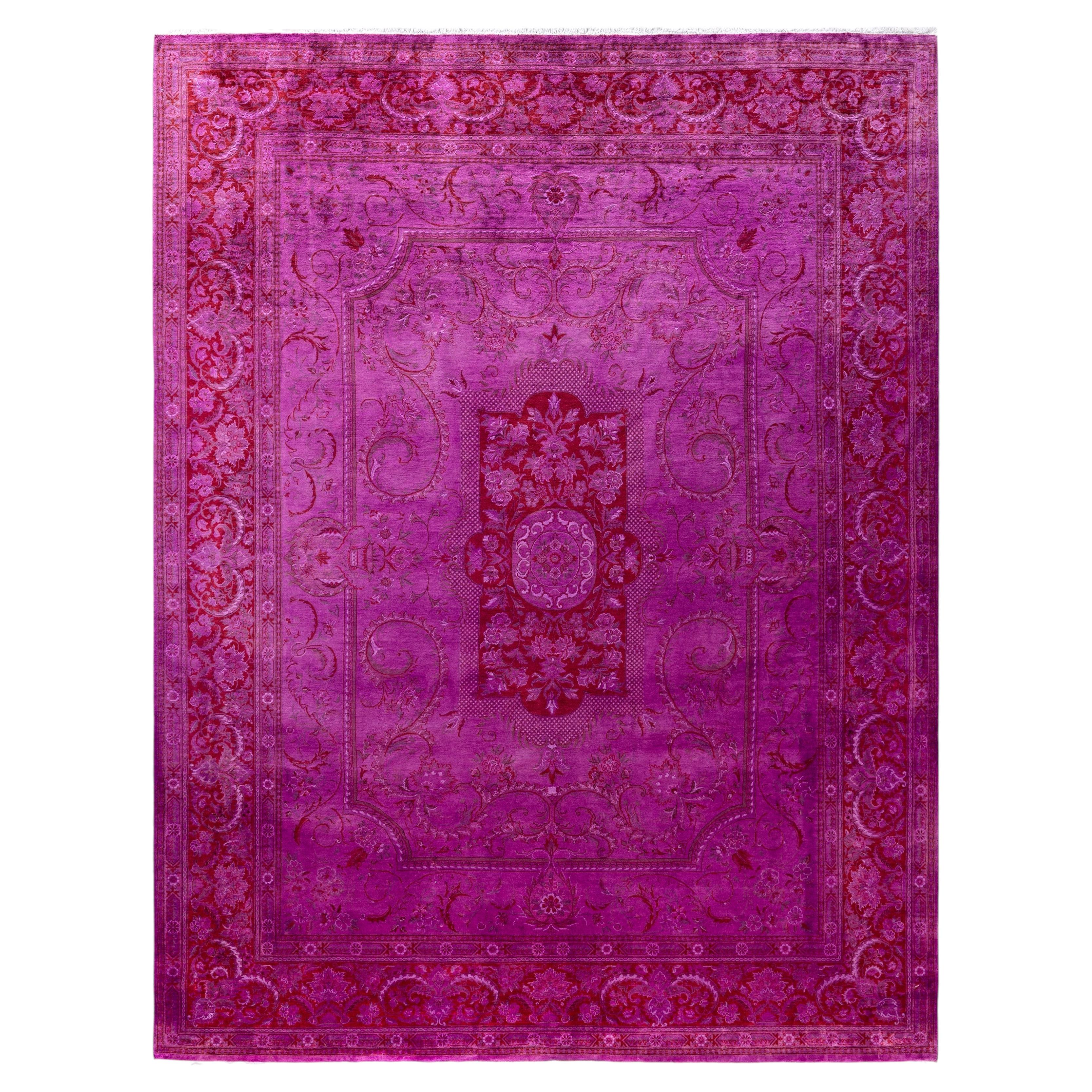 Overdyed Hand-Knotted Wool Modern-Contemporary Purple Area Rug 8' 1" x 10' 3"
