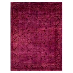 Overdyed Hand-Knotted Wool Modern-Contemporary Purple Area Rug 8' 10" x 11' 10"