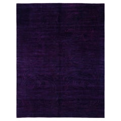 Overdyed Hand-Knotted Wool Modern-Contemporary Purple Area Rug 8' 10" x 11' 8"