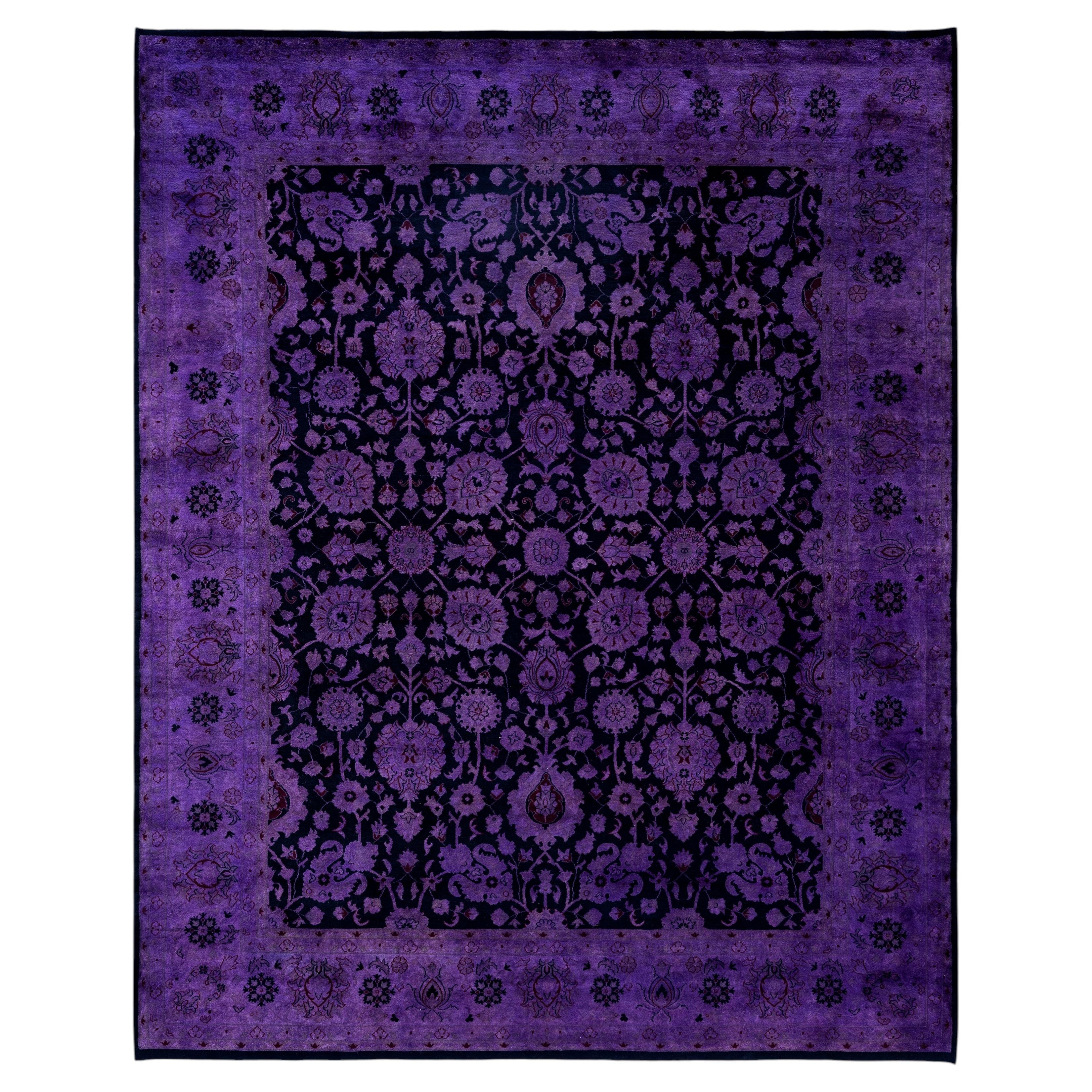 Overdyed Hand-Knotted Wool Modern-Contemporary Purple Area Rug 8' 2" x 10' 3"