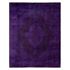 Overdyed Hand-Knotted Wool Modern-Contemporary Purple Area Rug 8' 2" x 10' 4"