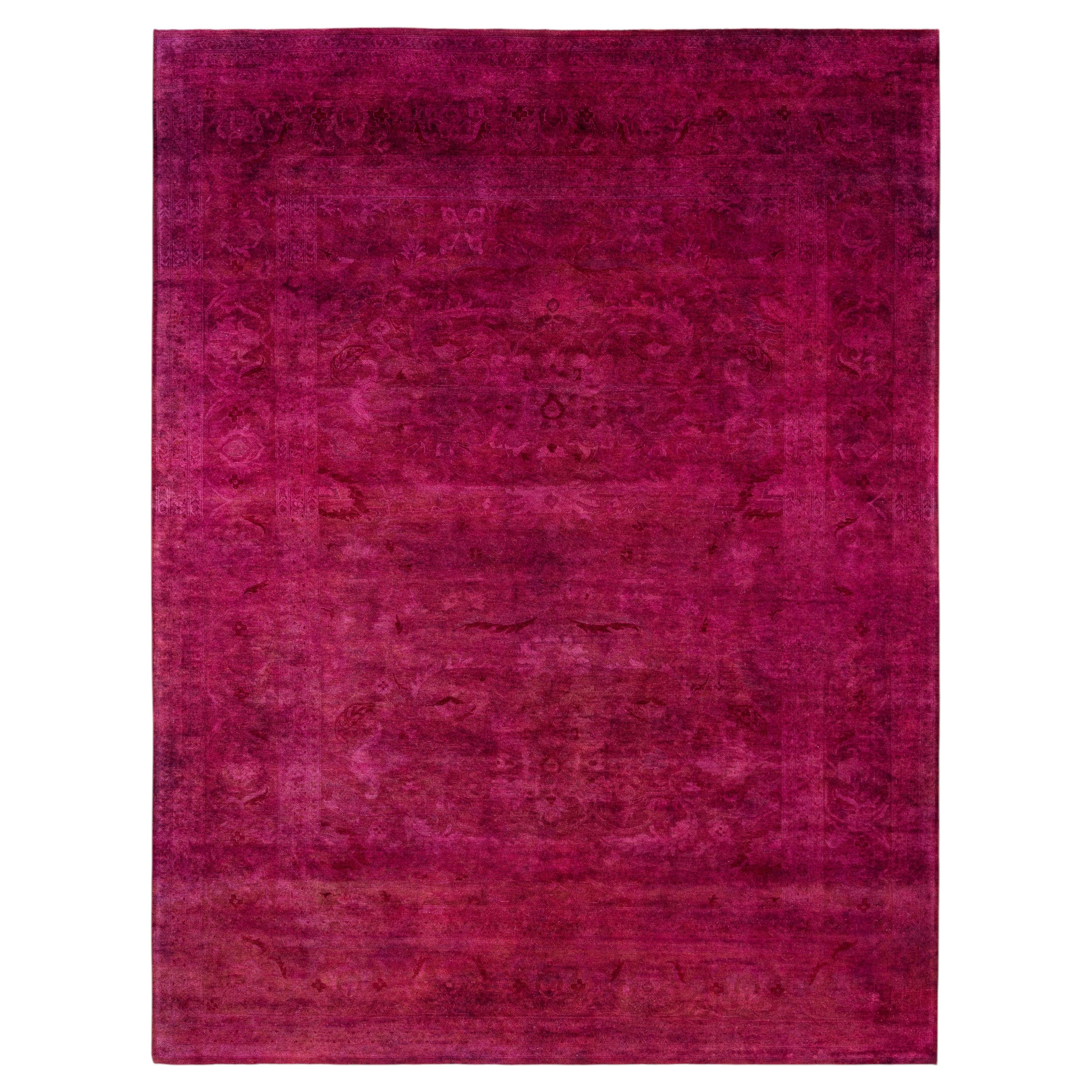 Overdyed Hand-Knotted Wool Modern-Contemporary Purple Area Rug 8' 2" x 10' 6"