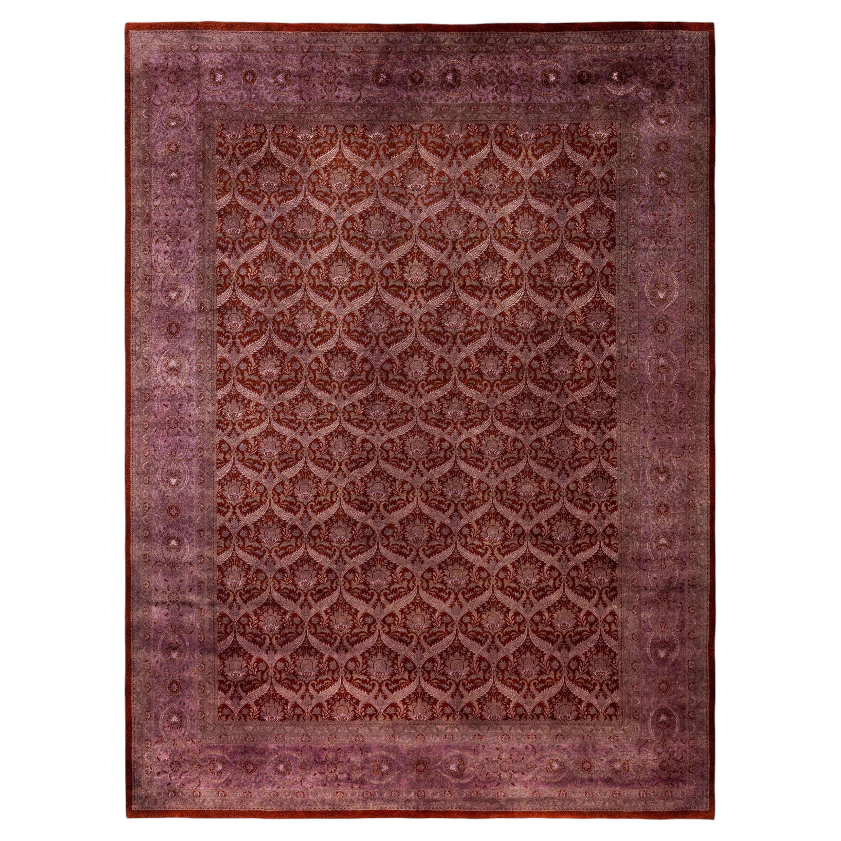 Overdyed Hand-Knotted Wool Modern-Contemporary Purple Area Rug 9' 0" x 12' 2"