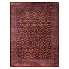 Overdyed Hand-Knotted Wool Modern-Contemporary Purple Area Rug 9' 0" x 12' 2"