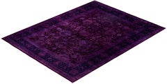 Alfombra de lana anudada a mano sobreteñida de color morado moderno-contemporáneo 9' 1" x 11' 10