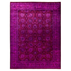 Overdyed Hand-Knotted Wool Modern-Contemporary Purple Area Rug 9' 1" x 11' 10"
