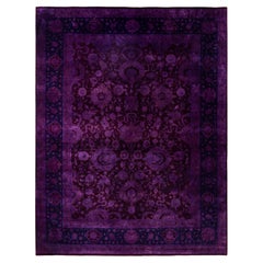 Alfombra de lana anudada a mano sobreteñida de color morado moderno-contemporáneo 9' 1" x 11' 10