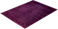 Overdyed Hand-Knotted Wool Modern-Contemporary Purple Area Rug 9' 1" x 12' 1"