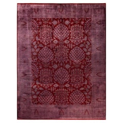 Overdyed Hand-Knotted Wool Modern-Contemporary Purple Area Rug 9' 1" x 12' 1"