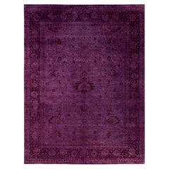 Overdyed Hand-Knotted Wool Modern-Contemporary Purple Area Rug 9' 1" x 12' 1"