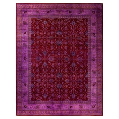 Overdyed Hand-Knotted Wool Modern-Contemporary Purple Area Rug 9' 2" x 11' 10"