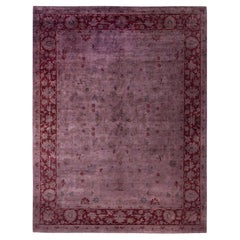 Overdyed handgeknüpfte Wolle modern-zeitgenössischen lila Bereich Teppich 9' 3" x 12' 3"