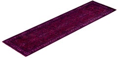 Overdyed Hand-Knotted Wool Modern-Contemporary Purple Runner 2' 3" x 8' 5"