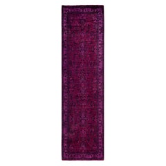 Overdyed Hand-Knotted Wool Modern-Contemporary Purple Runner 2' 3" x 8' 5"