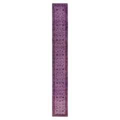 Overdyed Hand-Knotted Wool Modern-Contemporary Purple Runner 2' 5" x 17' 10"