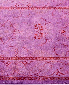 Overdyed Hand-Knotted Wool Modern-Contemporary Purple Runner 2' 6" x 11' 6"