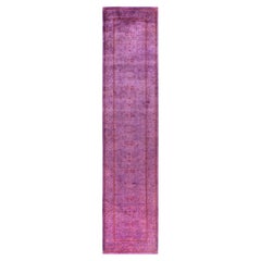 Overdyed Hand-Knotted Wool Modern-Contemporary Purple Runner 2' 6" x 11' 6"