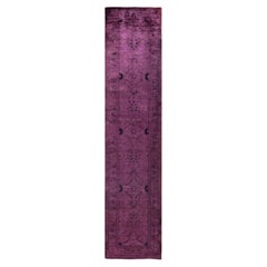 Overdyed Hand-Knotted Wool Modern-Contemporary Purple Runner 2' 6" x 11' 8"