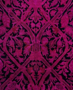 Sobreteñido Anudado a Mano de Lana Moderno-Contemporáneo Púrpura Alfombra de 2' 6" x 14' 1"