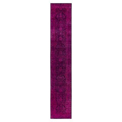 Sobreteñido Anudado a Mano de Lana Moderno-Contemporáneo Púrpura Alfombra de 2' 6" x 14' 1"