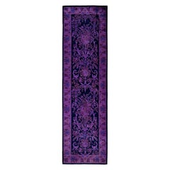 Overdyed Hand-Knotted Wool Modern-Contemporary Purple Runner 2' 6" x 8' 10"