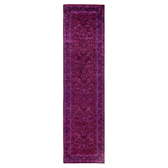 Overdyed Hand-Knotted Wool Modern-Contemporary Purple Runner 2' 7" x 10' 0"