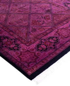 Overdyed Hand-Knotted Wool Modern-Contemporary Purple Runner 2' 7" x 11' 8"
