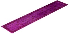 Overdyed Hand-Knotted Wool Modern-Contemporary Purple Runner 2' 7" x 12' 10"
