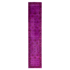 Overdyed Hand-Knotted Wool Modern-Contemporary Purple Runner 2' 7" x 12' 10"