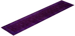 Overdyed Hand-Knotted Wool Modern-Contemporary Purple Runner 2' 7" x 12' 2"