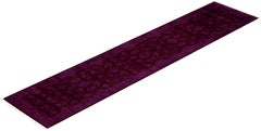 Overdyed Hand-Knotted Wool Modern-Contemporary Purple Runner 2' 7" x 12' 2"