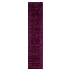 Overdyed Hand-Knotted Wool Modern-Contemporary Purple Runner 2' 7" x 12' 2"