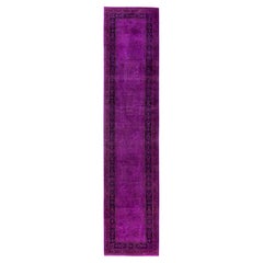 Overdyed Hand-Knotted Wool Modern-Contemporary Purple Runner 2' 7" x 12' 4"