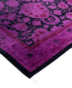 Overdyed Hand-Knotted Wool Modern-Contemporary Purple Runner 2' 7" x 12' 7"