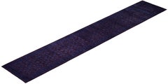Overdyed Hand-Knotted Wool Modern-Contemporary Purple Runner 2' 7" x 14' 0"
