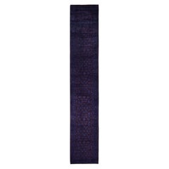 Overdyed Hand-Knotted Wool Modern-Contemporary Purple Runner 2' 7" x 14' 0"