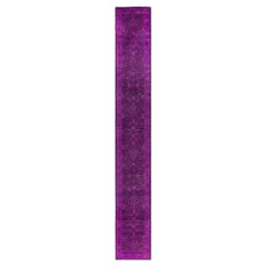 Overdyed Hand-Knotted Wool Modern-Contemporary Purple Runner 2' 7" x 18' 8"