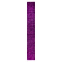 Overdyed Hand-Knotted Wool Modern-Contemporary Purple Runner 2' 7" x 20' 1"