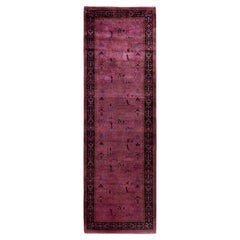 Overdyed Hand-Knotted Wool Modern-Contemporary Purple Runner 2' 7" x 8' 3"
