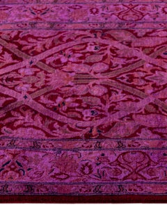 Overdyed handgeknüpfte Wolle Modern-Zeitgenössisch Lila Läufer 2' 7" x 9' 0"