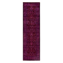 Overdyed handgeknüpfte Wolle Modern-Zeitgenössisch Lila Läufer 2' 7" x 9' 0"